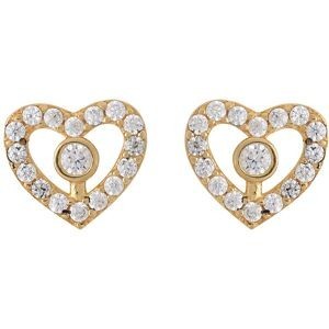 Boucles D'oreilles Cœur Zirconium 7.5*6.7mm Or 375Silicone