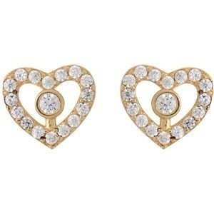 Boucles D'oreilles Cœur Zirconium 7.5*6.7mm Or 375Silicone