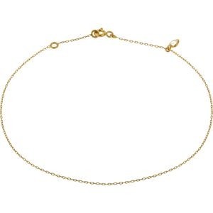 Chaîne Cheville Cœur Zirconium 4*7mm 23 à 25cm Or 375
