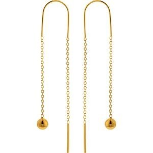 Boucles D'oreilles Boule 4mm Pendant 43mm Plaqué Or