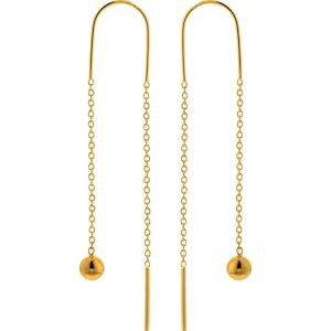 Boucles D'oreilles Boule 4mm Pendant 43mm Plaqué Or