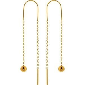 Boucles D'oreilles Boule 4mm Pendant 43mm Plaqué Or