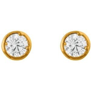 Boucles D'oreilles Zirconium 3mm Serti Clos Plaqué Or