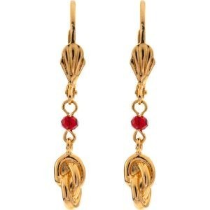Boucles D'oreilles Nœud Antillais 6mm Pendant37mm Plaqué Or