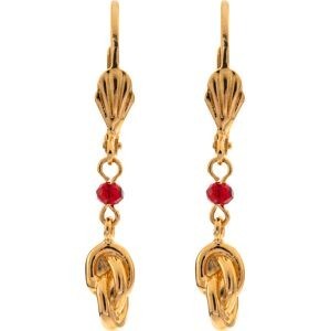 Boucles D'oreilles Nœud Antillais 6mm Pendant37mm Plaqué Or