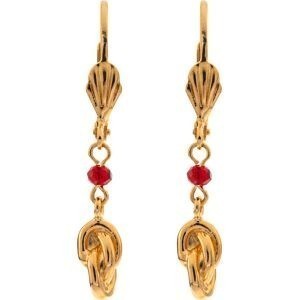 Boucles D'oreilles Nœud Antillais 6mm Pendant37mm Plaqué Or
