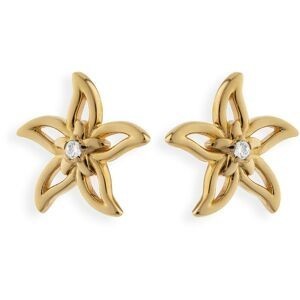 Boucles D'oreilles Carambole Zirconium 12mm Plaqué Or