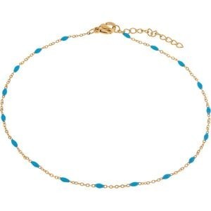 Chaîne Cheville Email Turquoise 2mm 25 à 28cm Acier Jaune