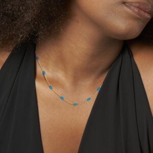 Collier Email Turquoise 2mm 42 à 45cm Acier Jaune