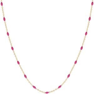 Collier Email Fushia 2mm 42 à 45cm Acier Jaune
