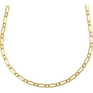 Collier Or 750 Maille Cheval  Alterné Plat Creux 3.7mm 60cm