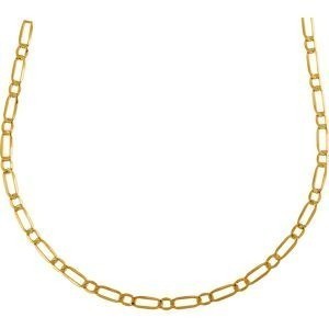 Collier Or 750 Maille Cheval  Alterné Plat Creux 3.7mm 60cm