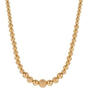 Collier Plaqué Or Boules Chute 3 à 10mm Lisses Sablées Chaîne Acier 1mm 45cm