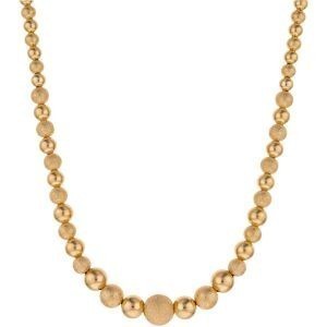 Collier Plaqué Or Boules Chute 3 à 10mm Lisses Sablées Chaîne Acier 1mm 45cm