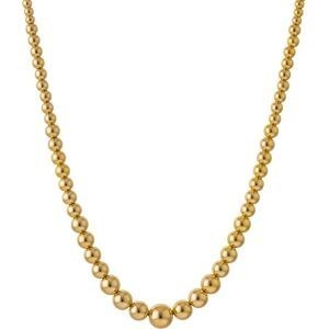 Collier Plaqué Or Boules Chute 3 à 10mm Chaîne Acier 1mm 45cm