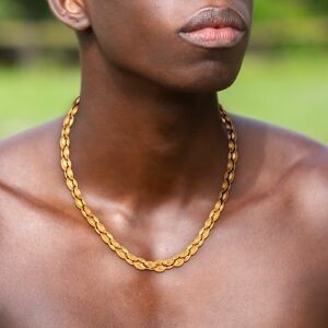 Collier Acier Jaune Maille Grain de Café  4.5mm 50cm