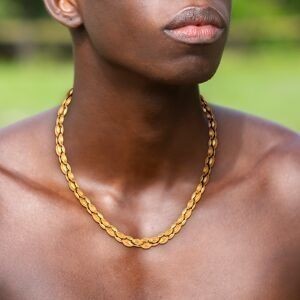 Collier Acier Jaune Maille Grain de Café  4.5mm 50cm