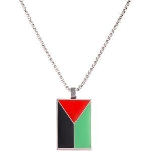 Collier Acier Drapeau Martinique 21*37mm Avec Bélière Multicolore Chaîne 2mm 50 A 55cm