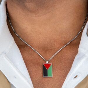 Collier Acier Drapeau Martinique 21*37mm Avec Bélière Multicolore Chaîne 2mm 50 A 55cm