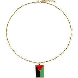 Collier Acier Jaune Drapeau Martinique 21*37mm Avec Bélière Multicolore Chaîne 2mm 50 A 55cm