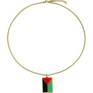 Collier Acier Jaune Drapeau Martinique 21*37mm Avec Bélière Multicolore Chaîne 2mm 50 A 55cm