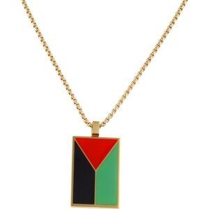 Collier Acier Jaune Drapeau Martinique 21*37mm Avec Bélière Multicolore Chaîne 2mm 50 A 55cm