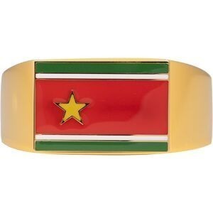 Chevalière Acier Jaune Drapeau Guadeloupe Email Multicolore 10*14mm Corps 4mm Taille 66