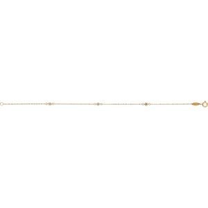 Bracelet Or 375 Fleur Zirconium 3mm Chaîne 1mm 18cm