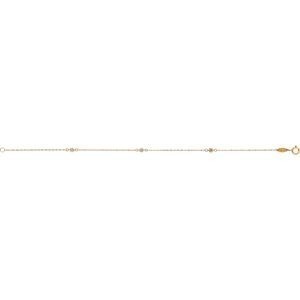 Bracelet Or 375 Fleur Zirconium 3mm Chaîne 1mm 18cm