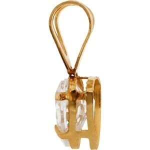 Pendentif Or 375 Coeur Zirconium 4 Griffes 6*11mm Avec Bélière