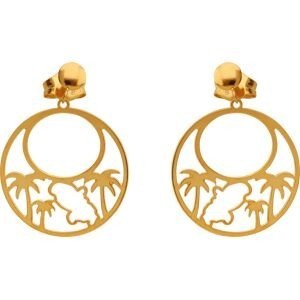 Boucles D'oreilles Or 375 Martinique Palmier 16mm Pendant 35mm