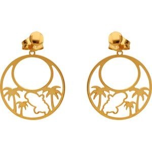 Boucles D'oreilles Or 375 Martinique Palmier 16mm Pendant 35mm