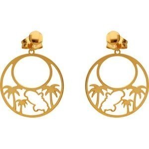 Boucles D'oreilles Or 375 Martinique Palmier 16mm Pendant 35mm