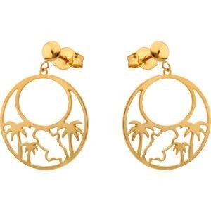 Boucles D'oreilles Or 375 Martinique Palmier 16mm Pendant 35mm