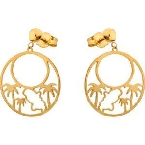 Boucles D'oreilles Or 375 Martinique Palmier 16mm Pendant 35mm