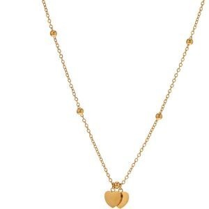 Collier Acier Jaune Chaîne 1.4mm Boules 3mm Cœurs 7.5mm 42 à 45cm