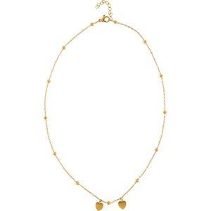 Collier Acier Jaune Chaîne 1.4mm Boules 3mm Cœurs 7.5mm 42 à 45cm