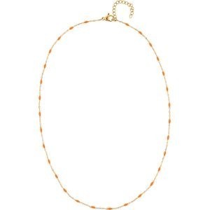 Collier Acier Jaune Olive Email Orange 2mm Chaîne 1.2mm 42 à 45cm