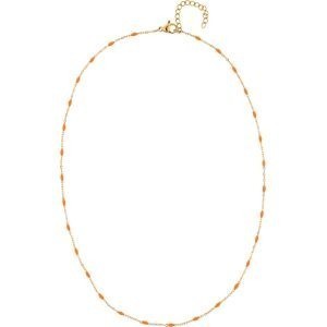 Collier Acier Jaune Olive Email Orange 2mm Chaîne 1.2mm 42 à 45cm