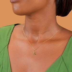Pendentif Plaqué Or Lettre K Zirconium 13*21mm Avec Bélière