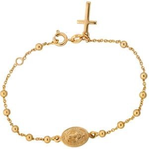 Bracelet Chapelet Plaqué Or Croix Vierge Miraculeuse Boules 3mm Chaîne1.4mm 16 à 18cm