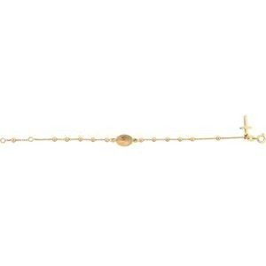 Bracelet Chapelet Plaqué Or Croix Vierge Miraculeuse Boules 3mm Chaîne1.4mm 16 à 18cm