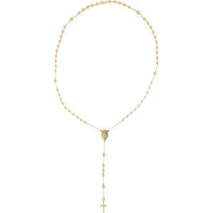 Collier Chapelet Or 375 Boules 4mm Croix Miraculeuse Pendant .110mm Chaîne 1.2mm 50cm