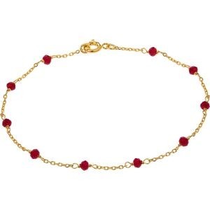 Bracelet Plaqué Or Cristral Grenat 3mm Chaîne Forçat 1.2mm 19cm