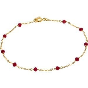 Bracelet Plaqué Or Cristral Grenat 3mm Chaîne Forçat 1.2mm 19cm