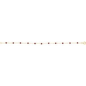Bracelet Plaqué Or Cristral Grenat 3mm Chaîne Forçat 1.2mm 19cm