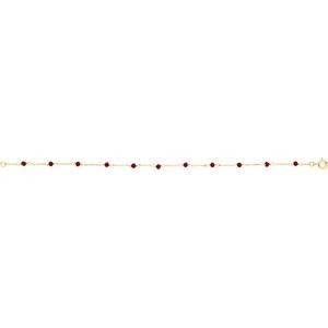 Bracelet Plaqué Or Cristral Grenat 3mm Chaîne Forçat 1.2mm 19cm