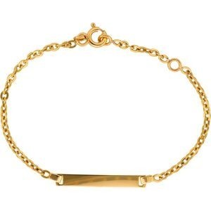Bracelet Identité Or 750 Maille Forçat Miroir 2mm Plaque 3.5*22mm 12 à 14cm