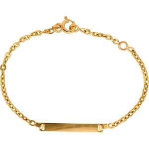 Bracelet Identité Or 750 Maille Forçat Miroir 2mm Plaque 3.5*22mm 12 à 14cm