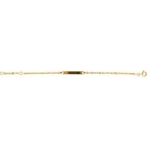Bracelet Identité Or 750 Maille Forçat Miroir 2mm Plaque 3.5*22mm 12 à 14cm